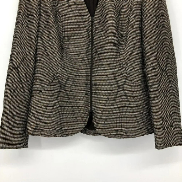 Lafayette 148 Bronze Black Metallic  Geometric print Ikat Jacket Zip Blazer 6 - Picture 6 of 16
